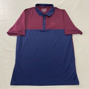 Under Armour Polo Shirt Mens 3XLT Maroon Navy The Performance Golf Athletic